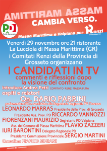 Locandina incontro Massa Marittima Comitati per Renzi