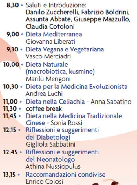 Programma convegno alimentazione e gravidanza