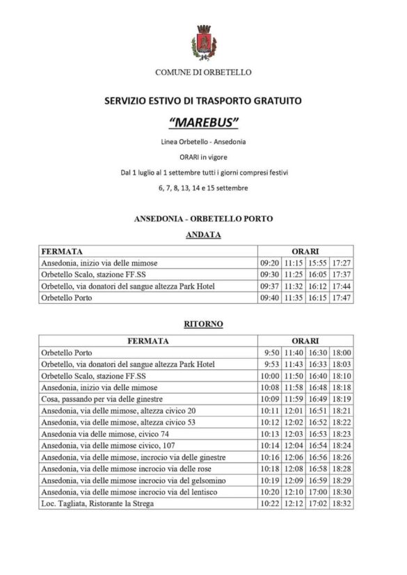 Orario Marebus 1